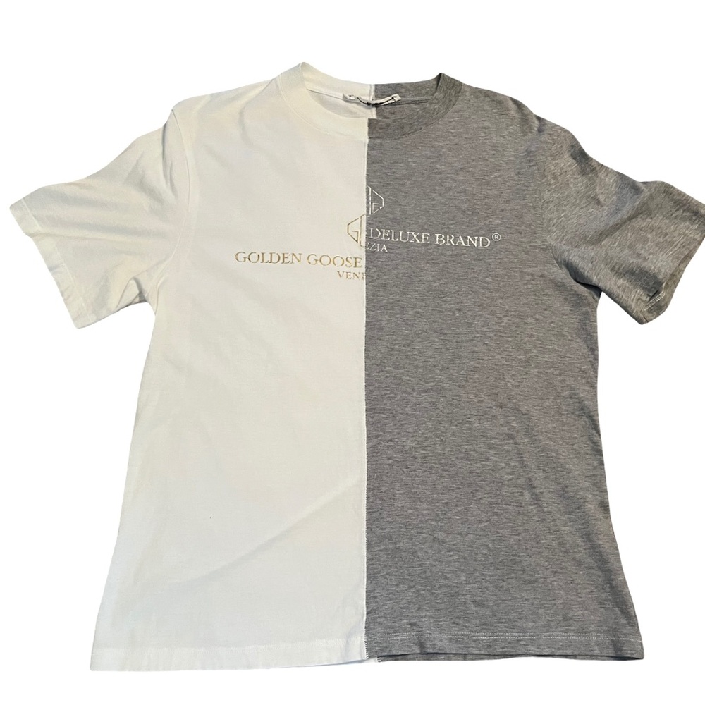 Golden Goose Deluxe Brand Venezia Vintage T-Shirt Men's M Unisex in Grey White